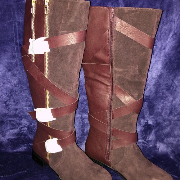 Justfab flat boots, never worn color burgundy - Picture 5 of 5
